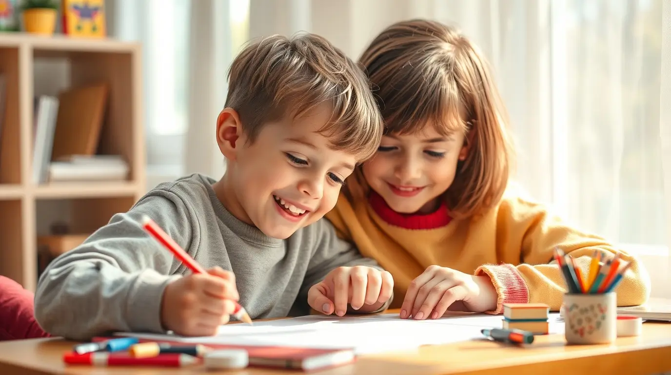 Autista gyerekek boldogan és koncentráltan foglalkoznak kedvenc tevékenységével, az autista erősségek és érdeklődés kifejezéseként.